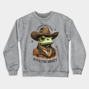 Vintage western lingo cowboy frog catching flies Crewneck Sweatshirt